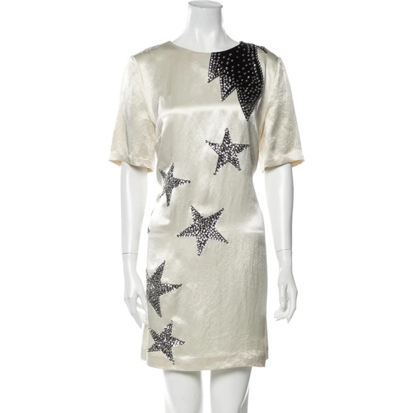 MARC BY MARC JACOBS Cosmo Night Star-Appliquéd Satin Mini Dress Size: L - Picture 6 of 17